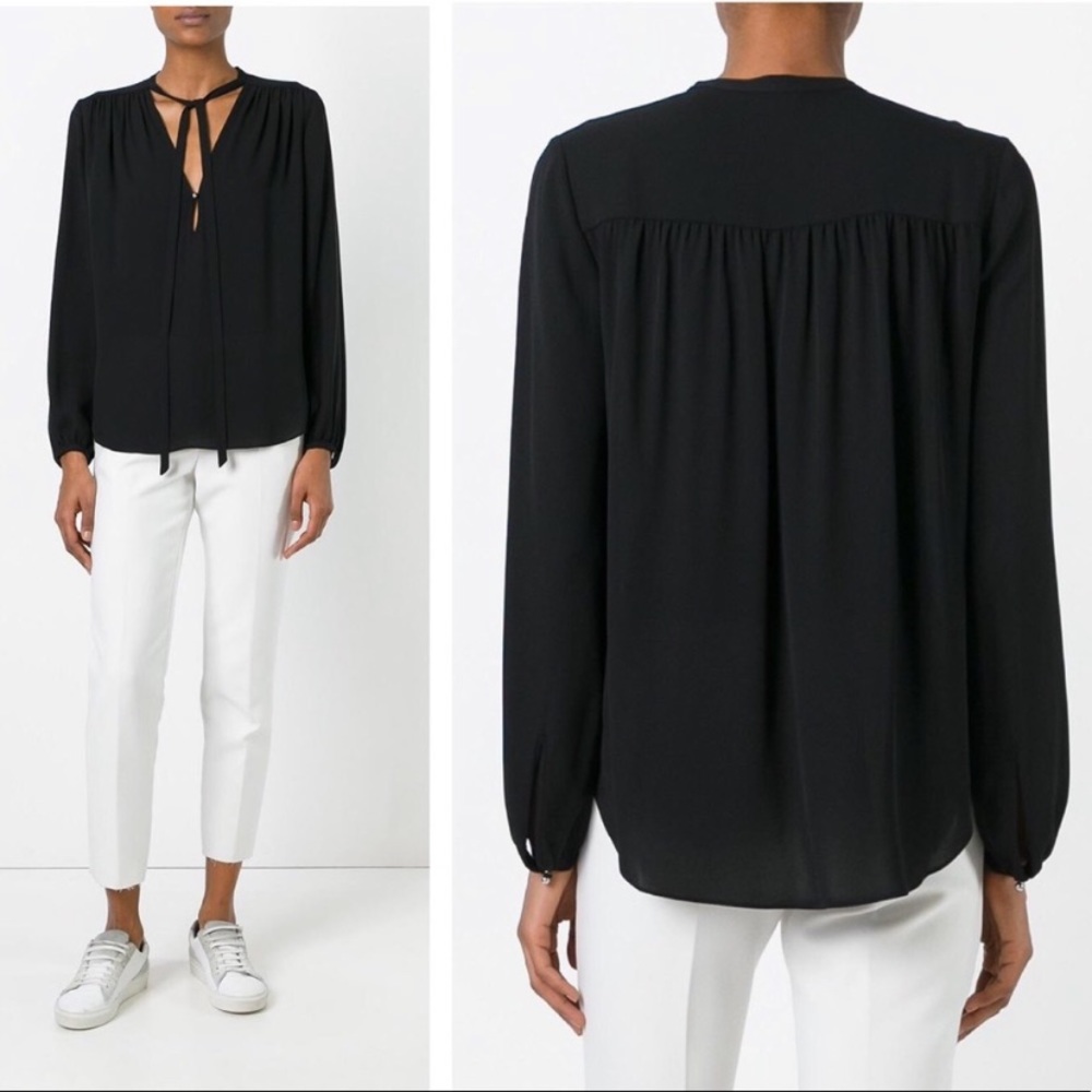 Theory Burnetta silk blouse in navy blue